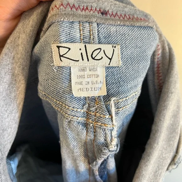 Y2K Riley Vintage Reworked Red Patch Denim Skirt Unique Indie Streetwear - Picture 4 of 6